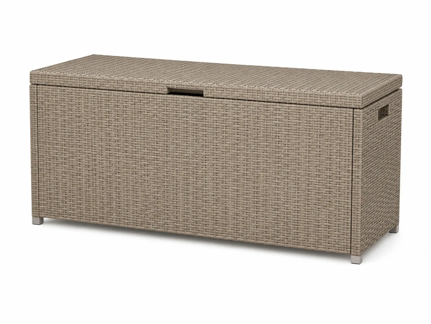 Coffre en résine tressée beige pour extérieur 120x55x60 cm