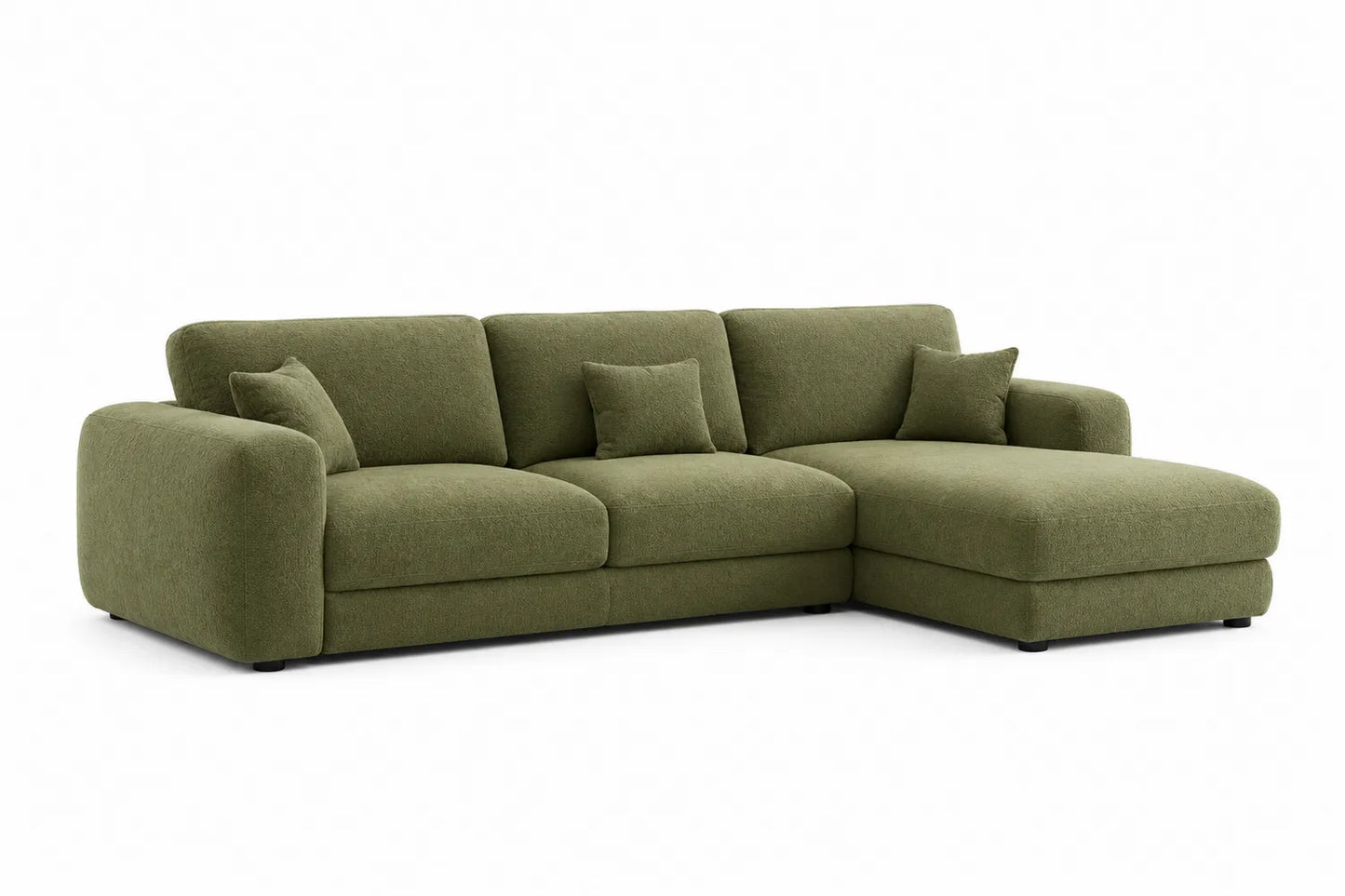 Canapé d'angle droit en tissu polyester vert 250 cm