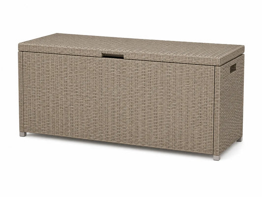 Coffre en résine tressée beige pour extérieur 120x55x60 cm