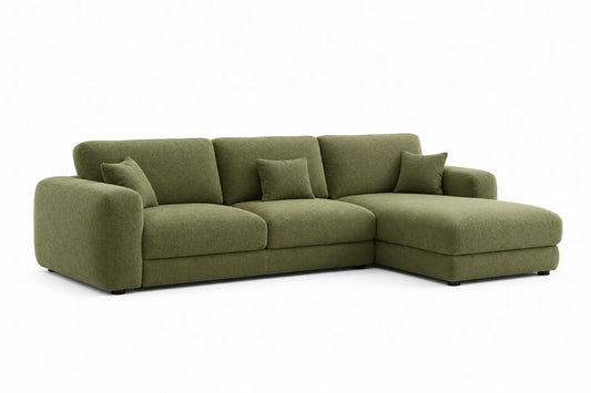 Canapé d'angle droit en tissu polyester vert 250 cm