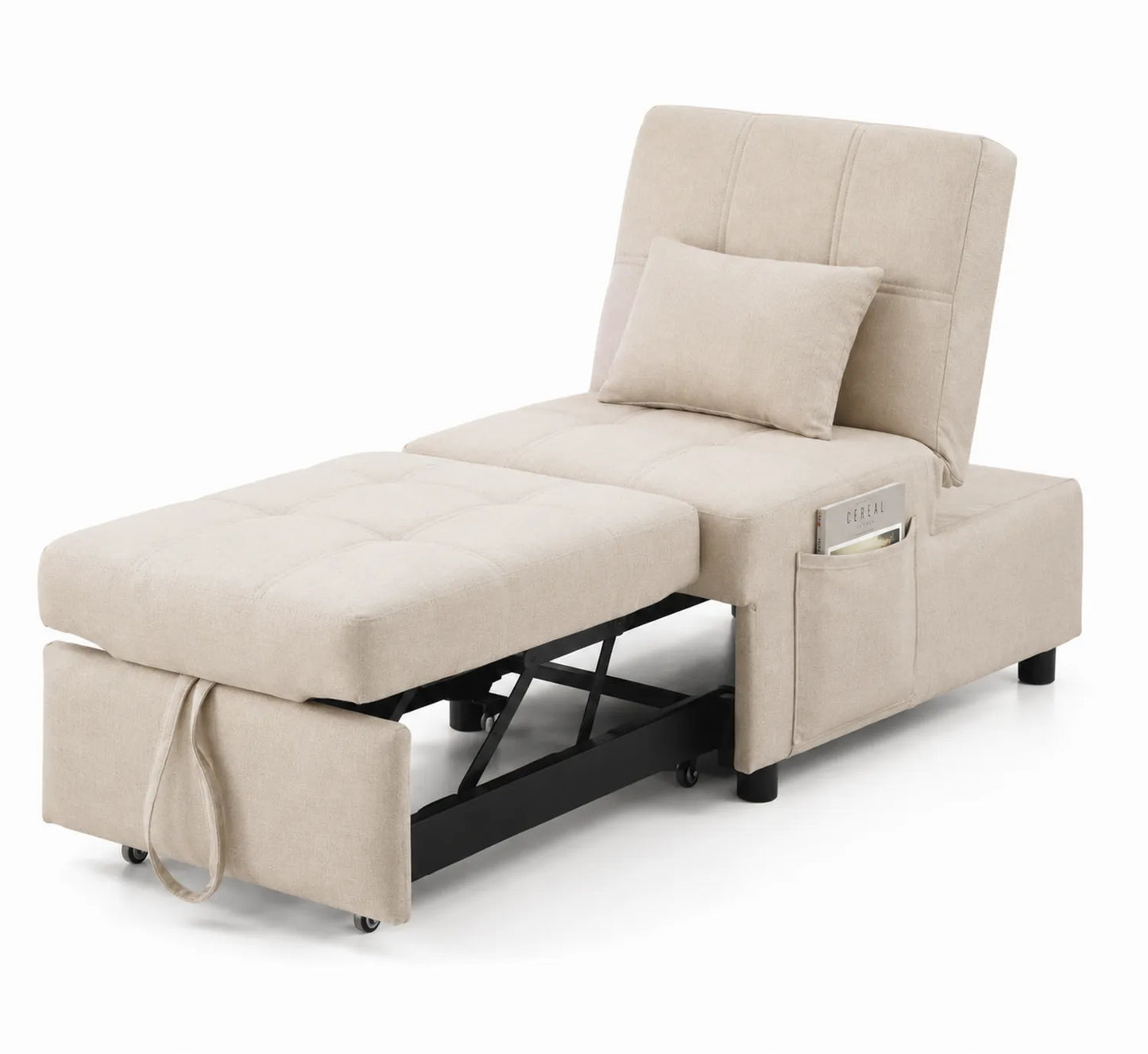 Canapé-lit convertible en tissu avec coussin