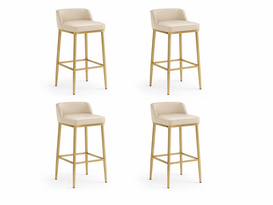 Lot de 4 tabourets de bar en cuir synthétique beige avec structure en acier doré