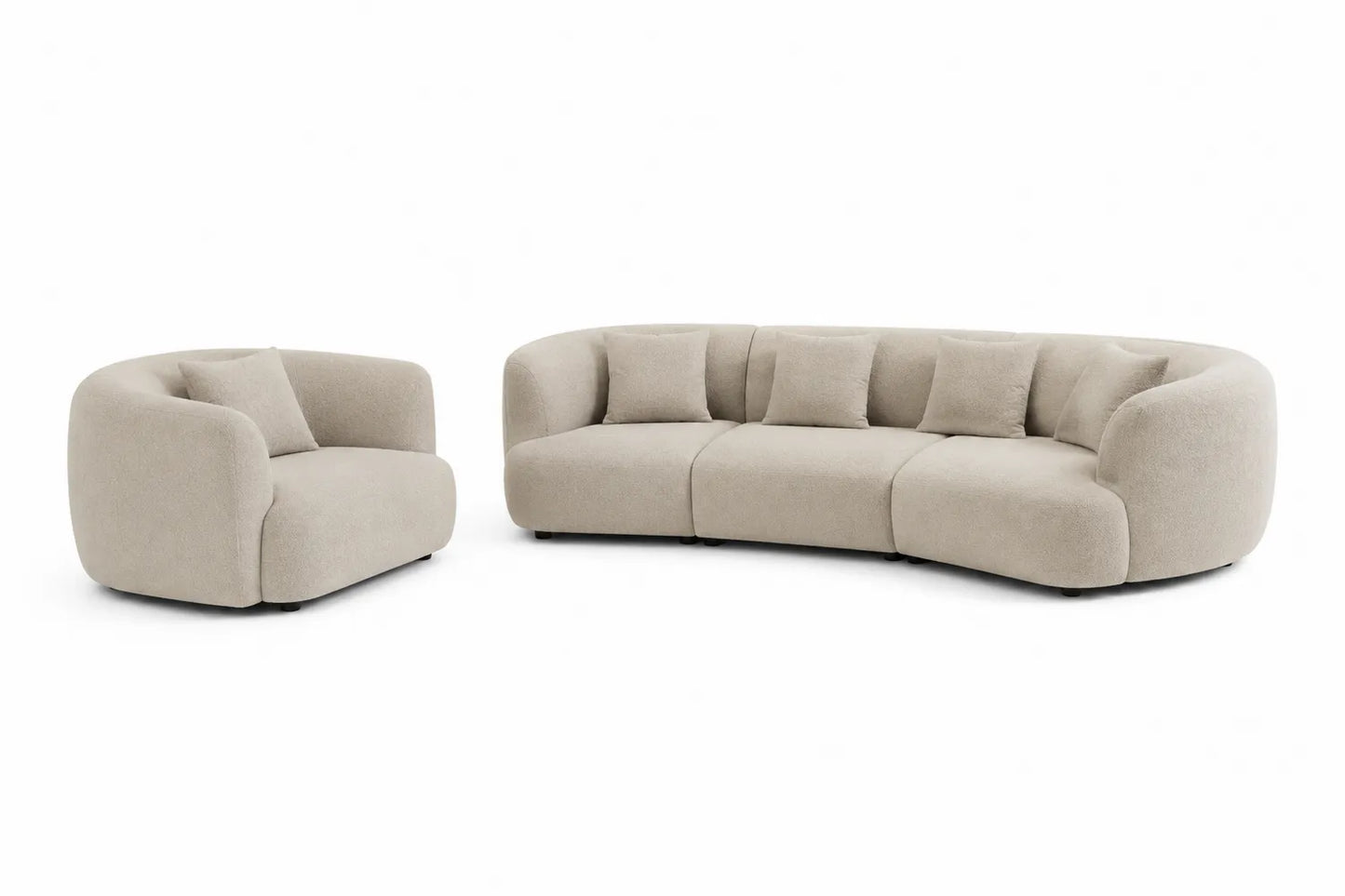 Ensemble de canapé et fauteuil en tissu beige