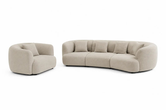 Ensemble de canapé et fauteuil en tissu beige