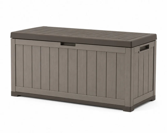 Coffre de rangement extérieur en plastique marron 117x45x58 cm